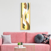 Retro Art Deco Jazz Brown Autumn Curve Patroon Canvas Afdruk (Insitu (Woonkamer))