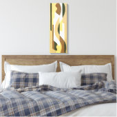 Retro Art Deco Jazz Brown Autumn Curve Patroon Canvas Afdruk (Insitu (Slaapkamer))