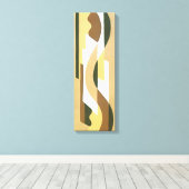 Retro Art Deco Jazz Brown Autumn Curve Patroon Canvas Afdruk (Insitu (Houten vloer))