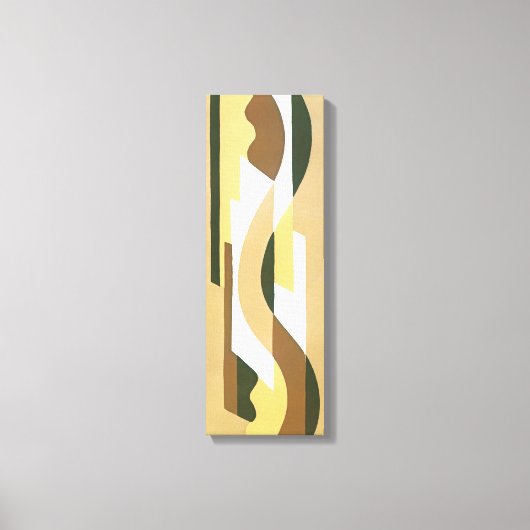 Retro Art Deco Jazz Brown Autumn Curve Patroon Canvas Afdruk (Voorkant)