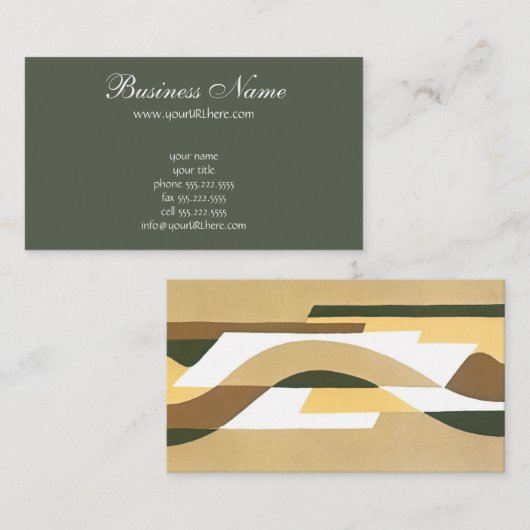 Retro Art Deco Jazz Brown Autumn Curve Patroon Visitekaartje (Voorkant / Achterkant)