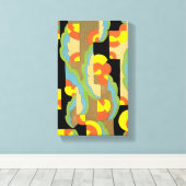 Retro Art Deco Jazz cirkels wolkenregenboogpatroon Canvas Afdruk (Insitu (Houten vloer))