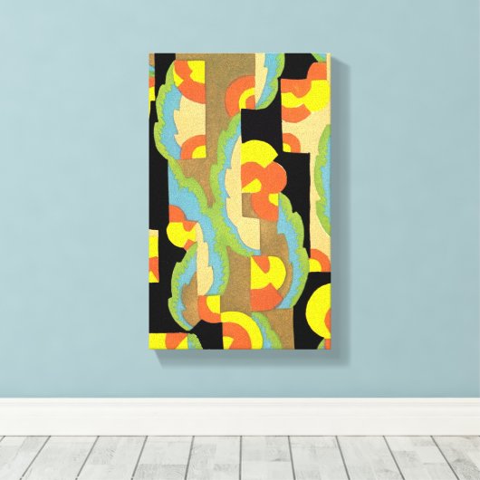 Retro Art Deco Jazz cirkels wolkenregenboogpatroon Canvas Afdruk (Insitu (Houten vloer))