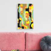 Retro Art Deco Jazz cirkels wolkenregenboogpatroon Canvas Afdruk (Insitu (Woonkamer))