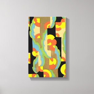 Retro Art Deco Jazz cirkels wolkenregenboogpatroon Canvas Afdruk