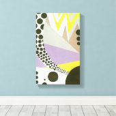 Retro Art Deco Jazz Polka Dots Zig Zag Pattern Canvas Afdruk (Insitu (Houten vloer))