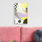 Retro Art Deco Jazz Polka Dots Zig Zag Pattern Canvas Afdruk (Insitu (Woonkamer))