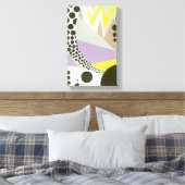 Retro Art Deco Jazz Polka Dots Zig Zag Pattern Canvas Afdruk (Insitu (Slaapkamer))
