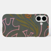 Retro Art Deco Jazz Roze Oranje grijze linnen Patr Case-Mate iPhone Case (Achterkant (horizontaal))