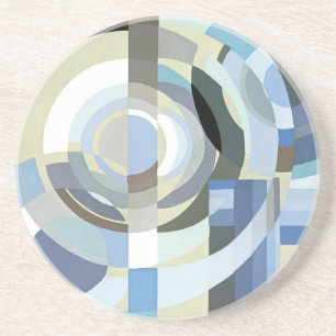 Retro Art Deco Jazz Vintage Blauwe Cirkels Patroon Zandsteen Onderzetter