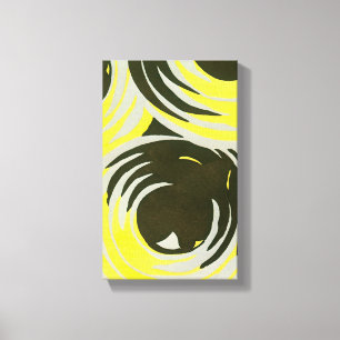 Retro Art Deco Jazz Vintage Cirkels Krullen Patroo Canvas Afdruk