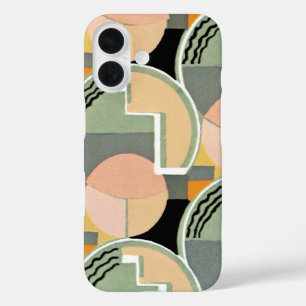 Retro Art Deco Jazz Vintage Turquoise Cirkelpatroo iPhone 16 Hoesje