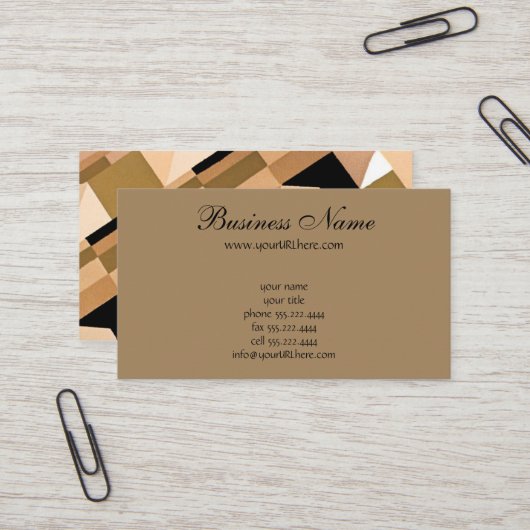 Retro Art Deco Jazz  Warm Abstract Patroon Visitekaartje (Voorkant / Achterkant in situ)