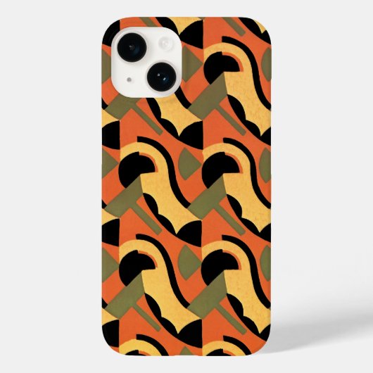 Retro Art Deco Jazz, Warm Curves Circles Geometric Case-Mate iPhone Case (Achterkant)