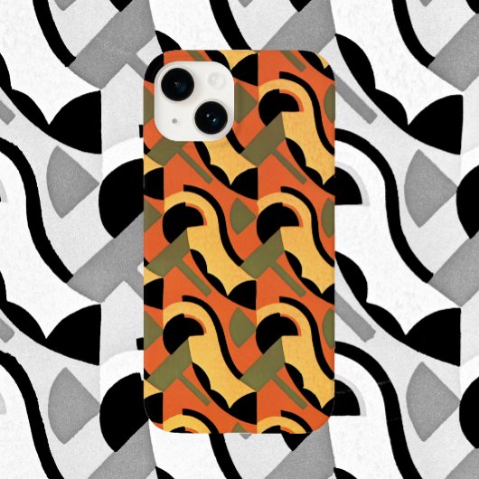Retro Art Deco Jazz, Warm Curves Circles Geometric Case-Mate iPhone Case