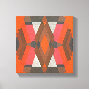 Retro Art Deco Jazz  Warm Diamond Pattern Canvas Afdruk