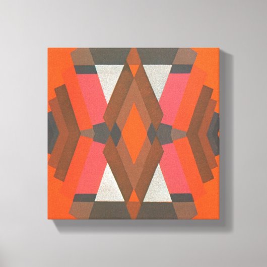 Retro Art Deco Jazz Warm Diamond Pattern Canvas Afdruk (Voorkant)