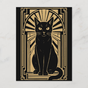 Retro Art Deco Kat Briefkaart