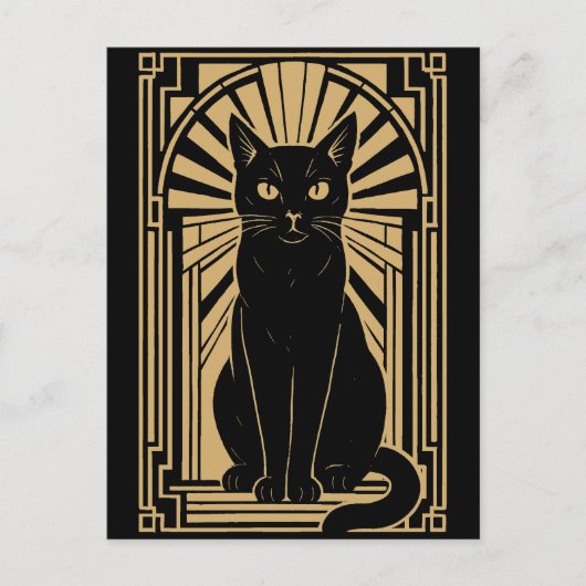 Retro Art Deco Kat Briefkaart (Voorkant)