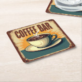 Retro Art Deco koffiebar Kartonnen Onderzetters (Schuin)
