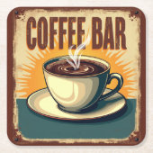 Retro Art Deco koffiebar Kartonnen Onderzetters (Voorkant)