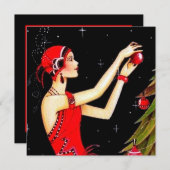 retro  art deco lady add message feestdagenkaart (Voorkant / Achterkant)