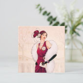 retro art deco lady add message feestdagenkaart (Staand voorkant)