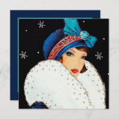 retro  art deco lady add message feestdagenkaart (Voorkant / Achterkant)