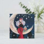 retro art deco lady add message feestdagenkaart (Staand voorkant)