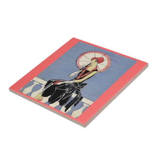 Retro Art Deco Lady Tile Tegeltje (Zijkant)