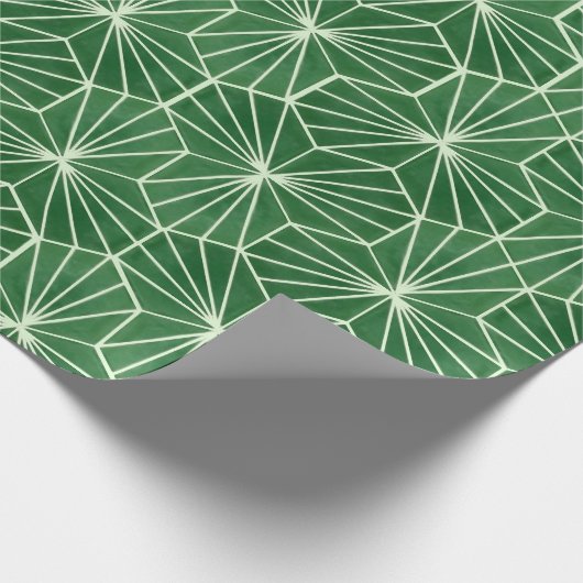 Retro Art Deco Lime Green Geometric Pattern Cadeaupapier (Hoek)
