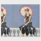 Retro Art Deco Little Black Dress Party Cadeaupapier (Vlak)