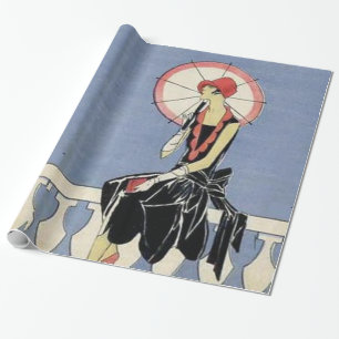 Retro Art Deco Little Black Dress Party Cadeaupapier