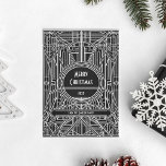 Retro art deco Merry kerst zwart-wit Feestdagenkaart<br><div class="desc">Retro en elegante stijl voor deze serie van kunst deco klantgerichte kaarten.</div>
