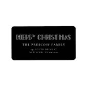 Retro art deco Merry-kerstfamilie Etiket (Voorkant)