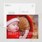 Retro art deco Merry kerstfoto Briefkaart (Voorkant / Achterkant)