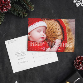 Retro art deco Merry kerstfoto Feestdagenkaart