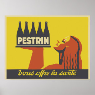 Retro art deco mineraalwater adverteren poster