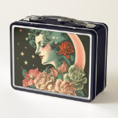 Retro Art Deco Moon Lady & Bloemen (Achterkant)