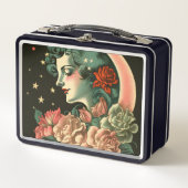 Retro Art Deco Moon Lady & Bloemen (Voorkant)