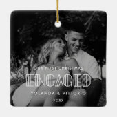 Retro art deco Onze eerste kerstfoto Keramisch Ornament (Achterkant)