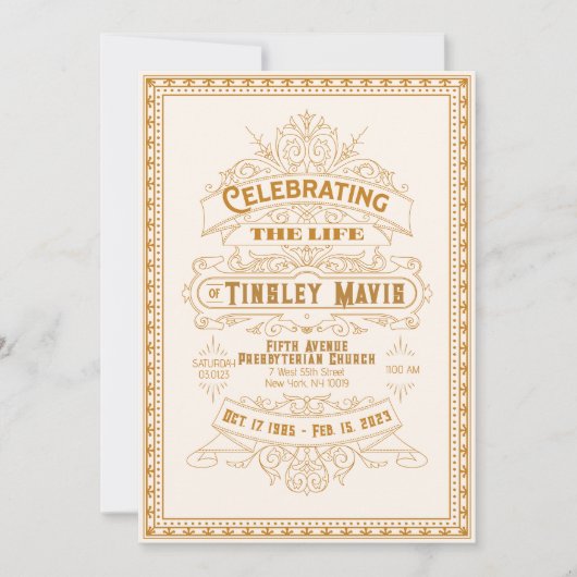 Retro Art Deco Photo Funeral Programme Kaart (Voorkant)