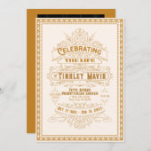 Retro Art Deco Photo Funeral Programme Kaart (Voorkant / Achterkant)