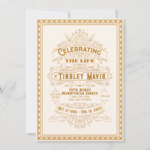 Retro Art Deco Photo Funeral Programme Kaart