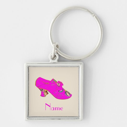 Retro Art Deco Pink Shoe Sleutelhanger (Voorkant)