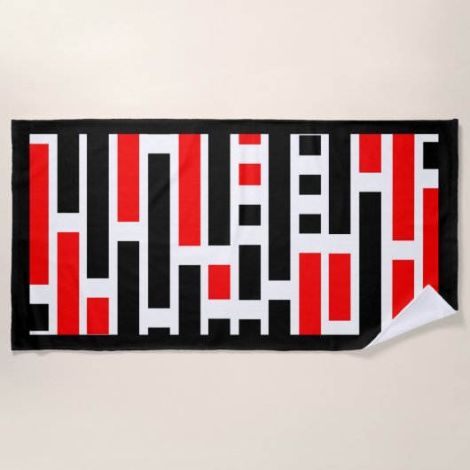 Retro Art Deco Red Black Abstract Design Strandlaken (Voorkant)