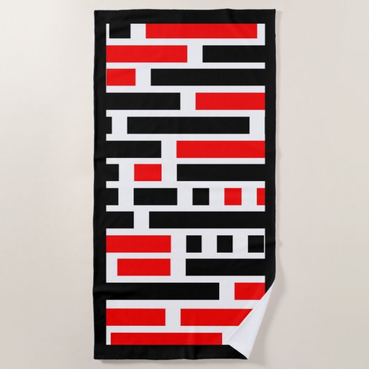 Retro Art Deco Red Black Abstract Design Strandlaken (Voorkant)