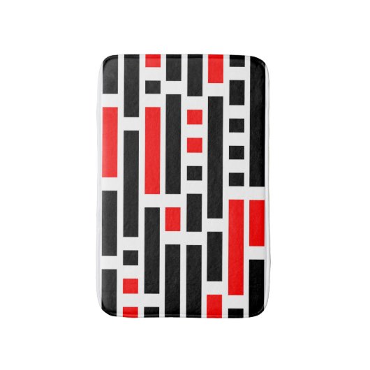 Retro Art Deco Red Black - Abstract patroonontwerp Badmat (Voorkant Verticaal)