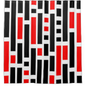 Retro Art Deco Red Black - Abstract patroonontwerp Douchegordijn (Voorkant)