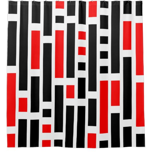 Retro Art Deco Red Black - Abstract patroonontwerp Douchegordijn (Voorkant)